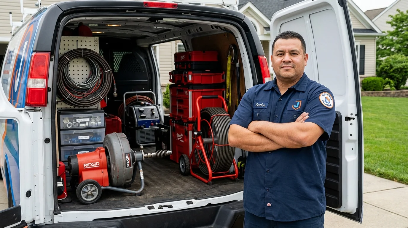 Professional drain cleaning equipment and Johns Plumbing LLC plumber in Cave Springs