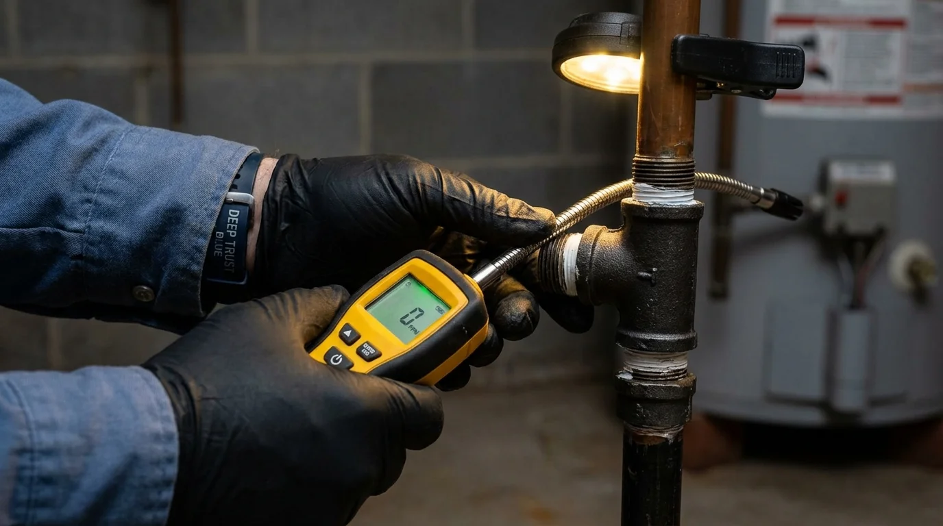 Gas leak detection with electronic sniffer by Johns Plumbing LLC in Cave Springs